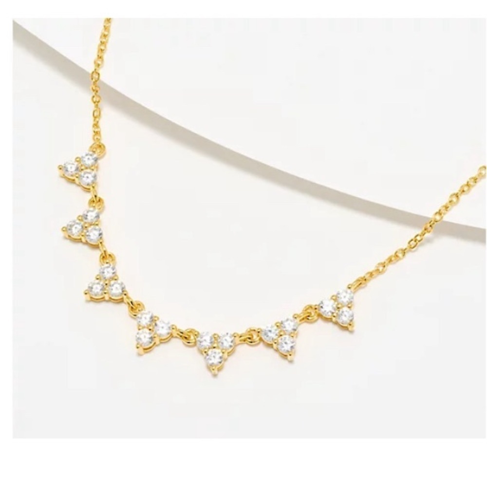 NEW - Diamonique x Erin Moseley Trio Necklace, Sterling Silver. Yellow. J425479
